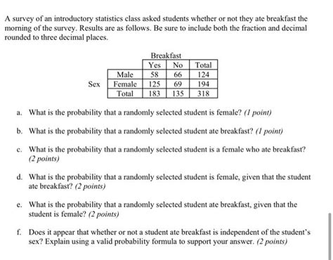 Solved A Survey Of An Introductory Statistics Class Asked