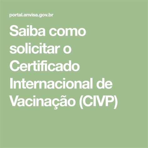 Saiba Como Solicitar O Certificado Internacional De Vacina O Civp