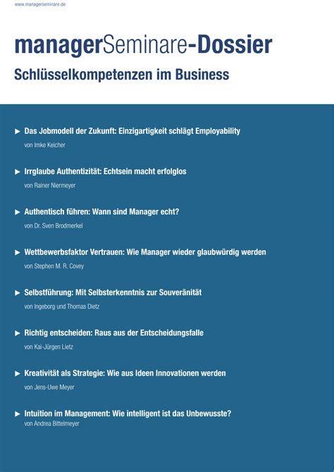 Schl Sselkompetenzen Im Business Dossier