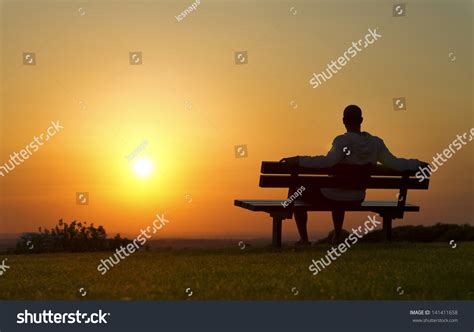 Portrait Man Sitting On Bench Enjoying Stock Photo 141411658 Shutterstock