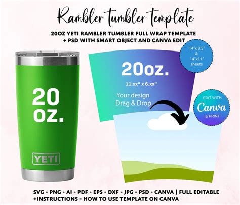 Oz Yeti Tumbler Template Yeti Rambler Wrap Template Yeti Tumbler