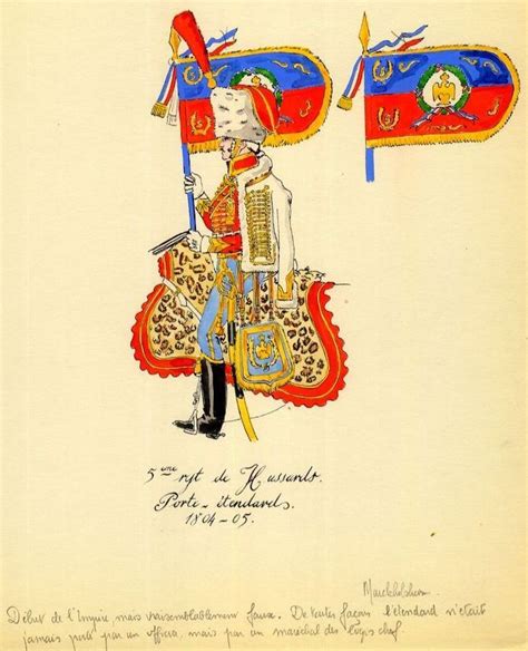 le 5e Régiment de Hussards 1793 1815 Empire français Porte étendard