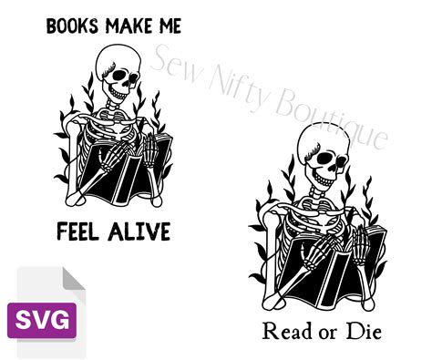 reading skeleton svg etsy