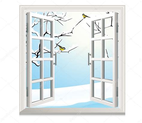 Winter Open Window Stock Vector Alegria