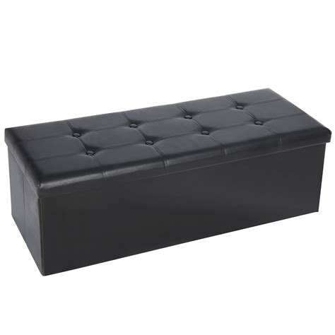 Zeny 43 Inch Foldable Storage Ottoman Bench With Flip Top Lid Seat And Footrest Black