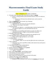 ECO2013 Macroeconomics Final Macroeconomics Final Exam Study Guide