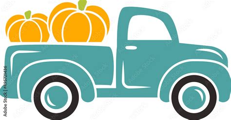 Vecteur Stock Cute Pumpkin Truck Svg Cut File Fall Truck Vector