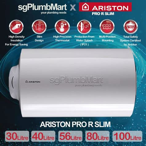 Ariston X SgPlumbMart PRO R SLIM Storage Water Heater 30L 40L 56L 80L