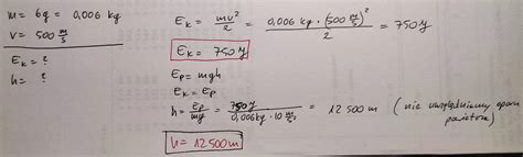 Pocisk o masie 6g porusza się z prędkością 500m s Oblicz energie