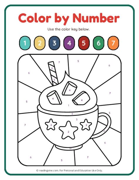 Hot Cocoa Color By Number Holiday Activity Image ReadingVine