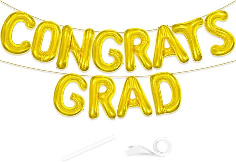 Congrats Grad Banner Balloon 16 Inch Gold Congrats Grad