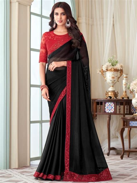 Black Saree For Women Sabyasachi Bollywood Designer Silk Saree Etsy