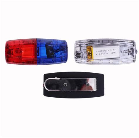 Red Blue Strobe Warning Light With Flashlight Led Traffic Shoulder Lamp