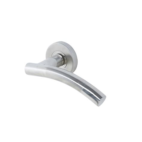 Colours Neia Brushed Nickel Effect Stainless Steel Curved Latch Push On Rose Door Handle L