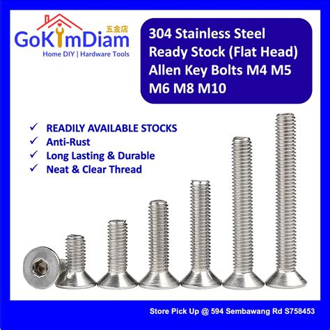 Ready Stock 304 Stainless Steel Countersunk Flat Head Allen Key Bolts