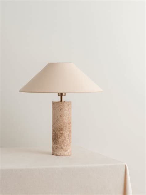 Denari 1 Light Small Brown Marble Cylinder Table Lamp