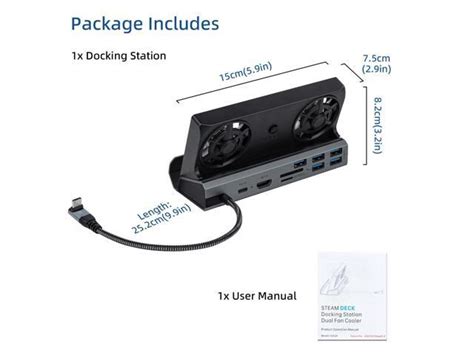 In Docking Station With Dual Cooling Fan For Steam Deck Gray