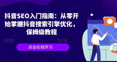 抖音seo入门指南：从零开始掌握抖音搜索引擎优化，保姆级教程