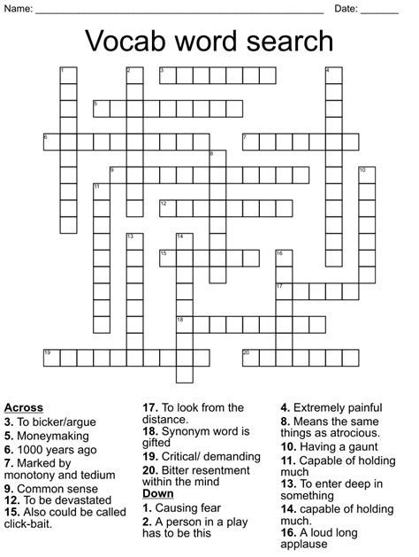 Vocab Word Search Crossword Wordmint