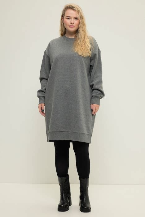 Robe En Molleton Oversized Mi Longueur Col Rond Manches Longues