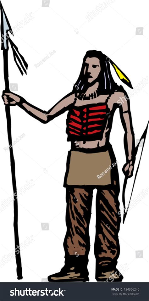 Vector Illustration Of Native American Indian Brave 134366240