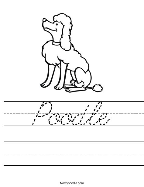 Poodle Worksheet Cursive Twisty Noodle