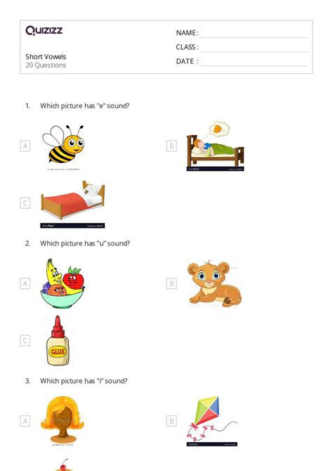 50 Short Vowels Worksheets For Kindergarten On Quizizz Free And Printable