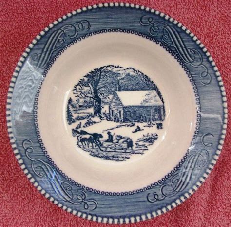 Awesome Currier Ives Rimed Cereal Bowl School House Winter