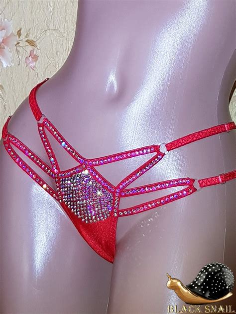 Micro Lingerie Exotic Dancewear Plus Size Panties Rhinestone Etsy