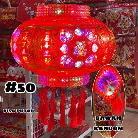 Jual Lampion Lampu Imlek Besar Listrik Led Bisa Putar Derajat Red