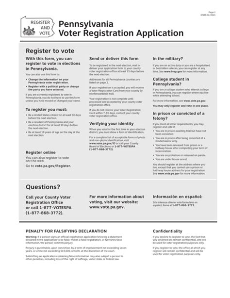 Pennsylvania Pennsylvania Voter Registration Application Fill Out