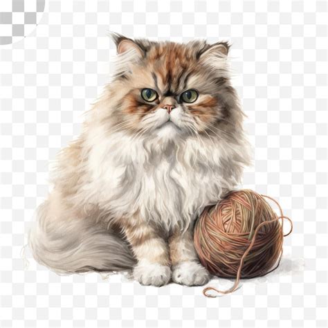 Premium Psd Cat And Ball Png Cat And Ball Of Yarn On A Transparent
