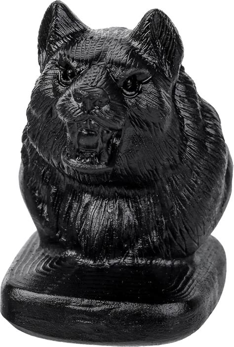 Amazon Mookaitedecor Black Obsidian Crystal Wolf Figurine Hand