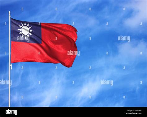 National Flag Of Taiwan On A Flagpole Stock Photo Alamy