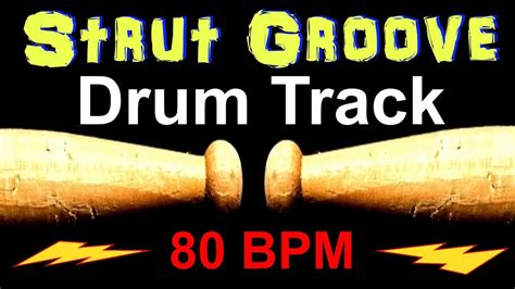 Strut Rock Drum Track 80 BPM Drum Beat For Bass Guitar Backing Tracks