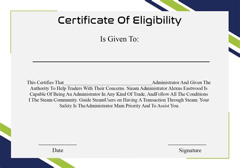 Certificate Of Eligibility Certificate Of