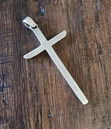 Rare James Avery Retired Long Cross Pendant Sterling Gem