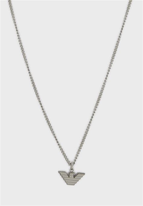 Buy Emporio Armani Silver Egs Essential Necklace For Men In