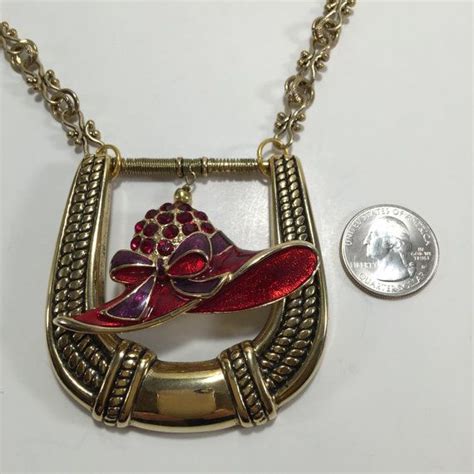 Red Hat Society Necklace Jewelry Buckle Re Purposed Etsy Jewelry