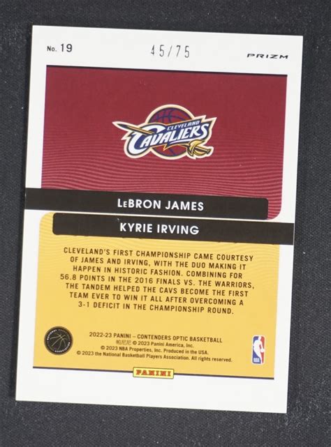 2022 23 Panini Contenders Optic LeBron James 22 23球票op系列 勒布朗詹姆斯 凯里欧文 骑士