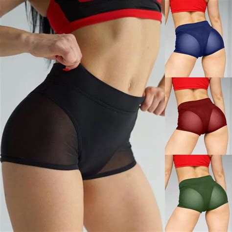 Women Sexy High Waist Workout Fitness Shorts Female Dance Shorts See