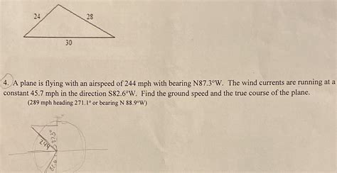 Solved A Plane Is Flying With An Airspeed Of 244 Mph With Bearing N