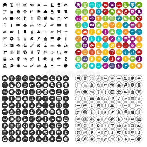 Vector Fijado Del Casco Iconos Variable Ilustraci N Del Vector