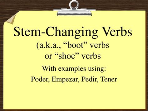 Stem Changing Verbs Aka Boot” Verbs Or Shoe” Verbs Ppt Descargar