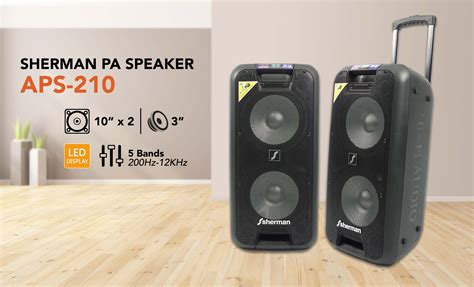 SHERMAN APS-210 ลำโพงอเนกประสงค์ 10 นิ้ว เบสคู่+ไมค์ลอย