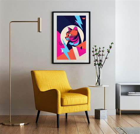 Retro Poster 80s Inspired Wall Art Modern Colorful Neon Graphic Art ...