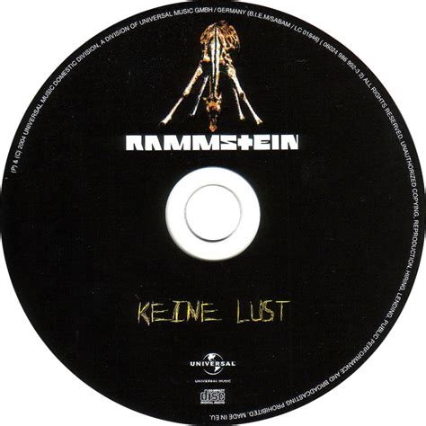 Car Tula Cd De Rammstein Keine Lust Cd Single Portada