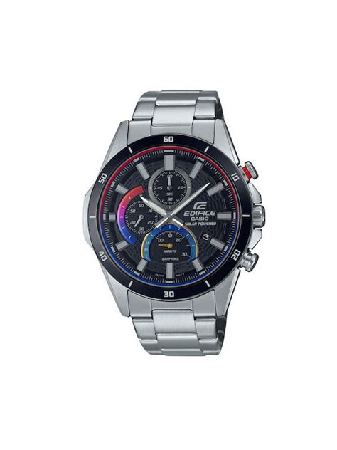 Casio Edifice Heat Gradation Ρολόι Χρονογράφος Solar με Ασημί Μεταλλικό