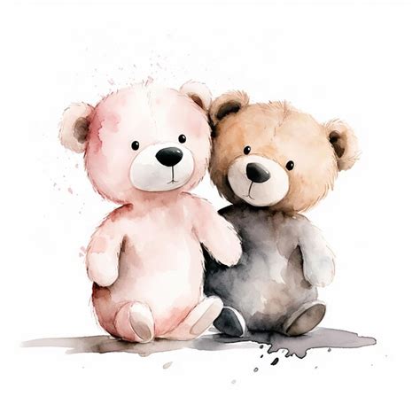 Premium Photo Cute Couple Teddy Bears Isolated On White Background