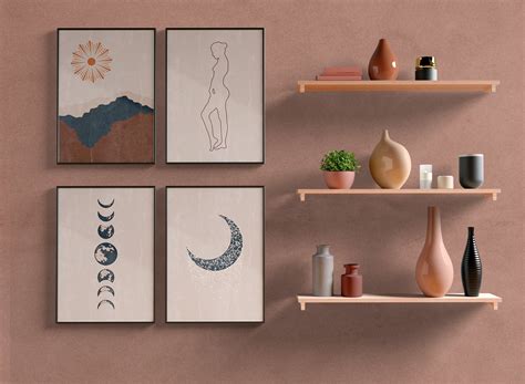 Boho Art 6er Set Abstrakte Moderne Wand Sonnenaufgang Etsy De